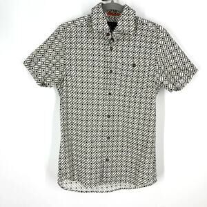 Ted Baker Filmin Mid Scale Geo Print Button Down Collared Shirt‎ Khaki XS NEW